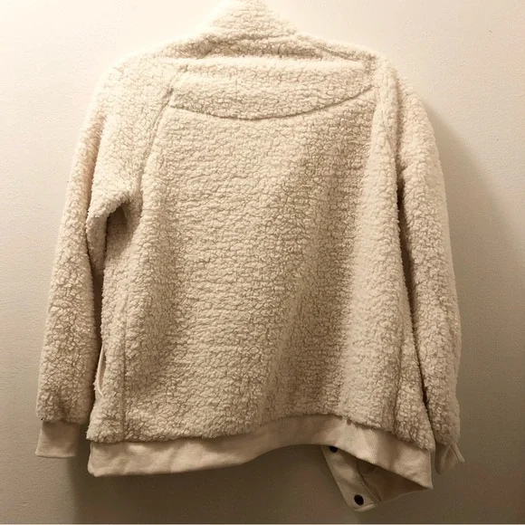 Sherpa Fleece Jacket Warm Long Sleeve Button Down Fuzzy Faux Wool with Pockets S - Picture 12 of 12